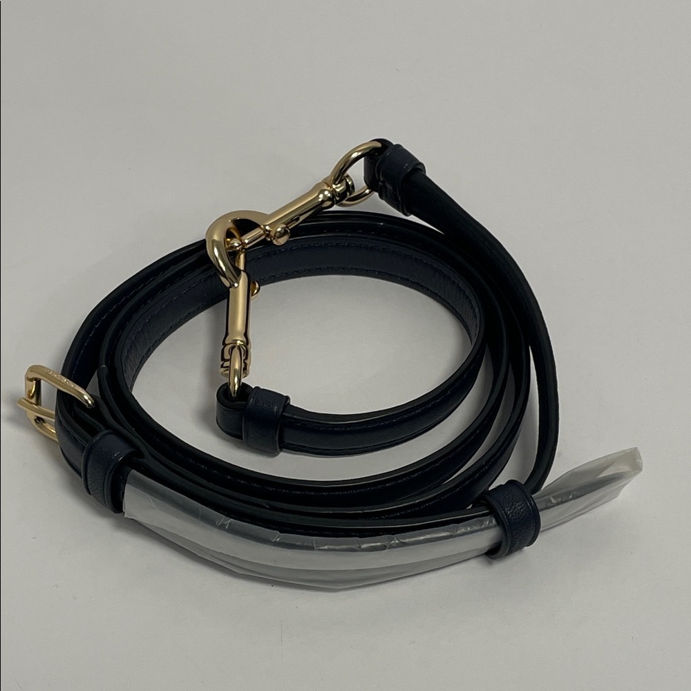 NWOT Coach Leather Adjustable Bag Strap | Navy Blue - Picture 3 of 7